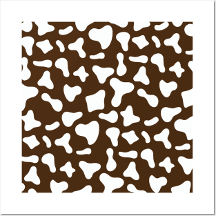 Choco Brown White Cow Print Posters and Art